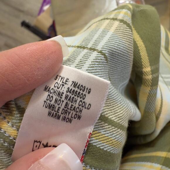 Lucky Brand Dungarees Mens Size L Heavy Cotton Green Plaid Button Up Shirt #3595 - Picture 6 of 7